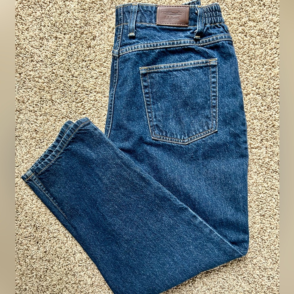 Vintage L.L. Bean Double L Comfort Waist Blue Jeans • Relaxed Fit Size 14 Petite